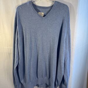 St. John’s Bay Men’s V-Neck Sweater Blue Pullover Cotton Blend XXL Long Sleeve